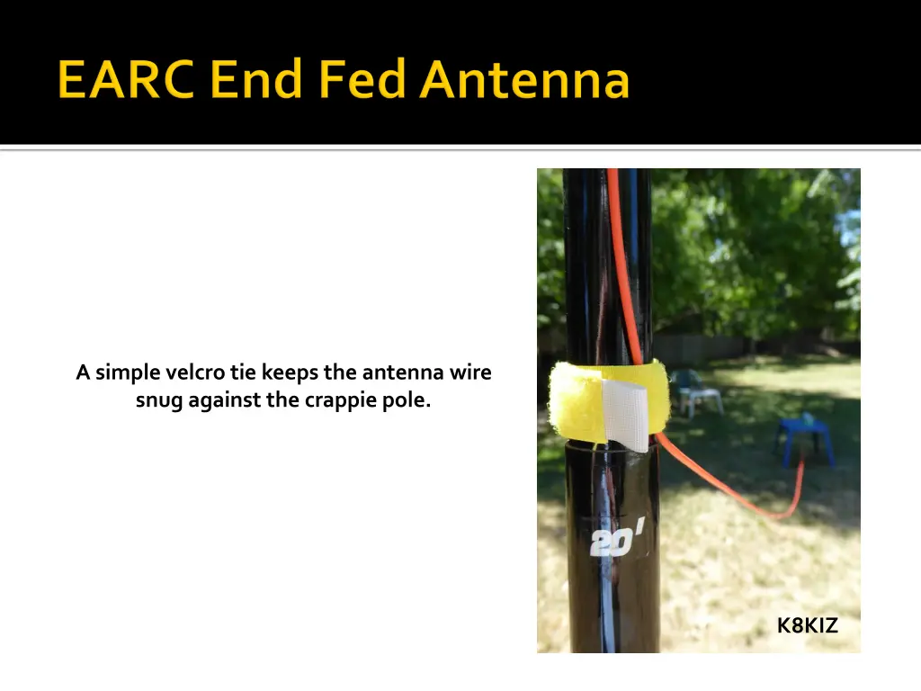 a simple velcro tie keeps the antenna wire snug