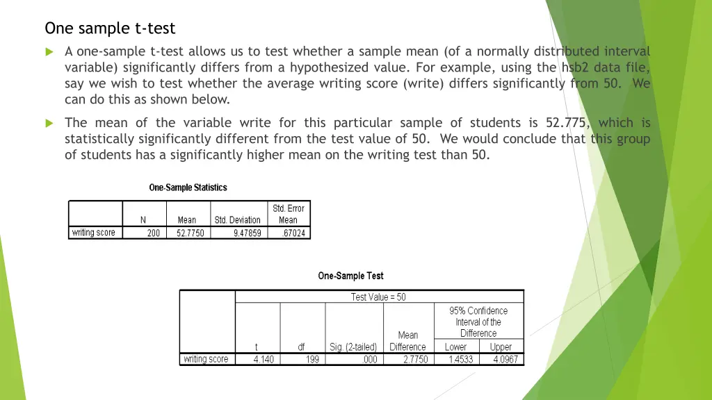 one sample t test