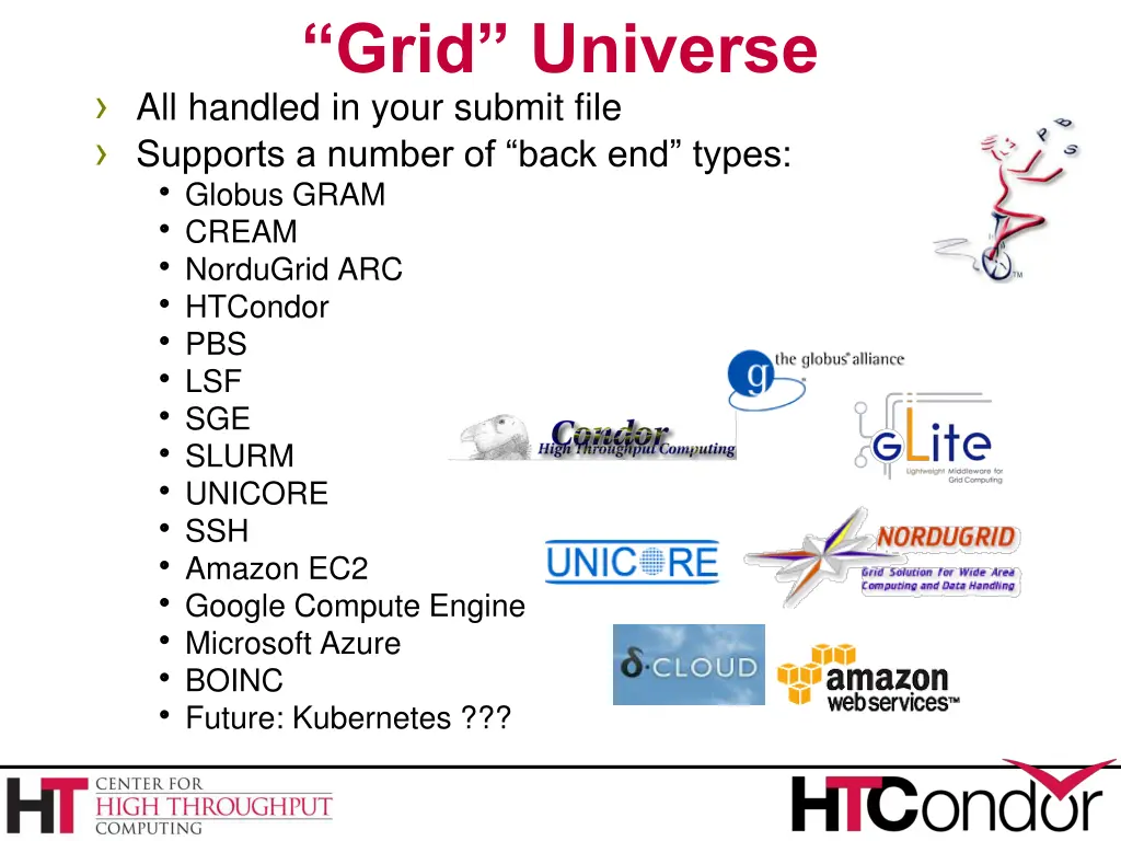 grid universe all handled in your submit file