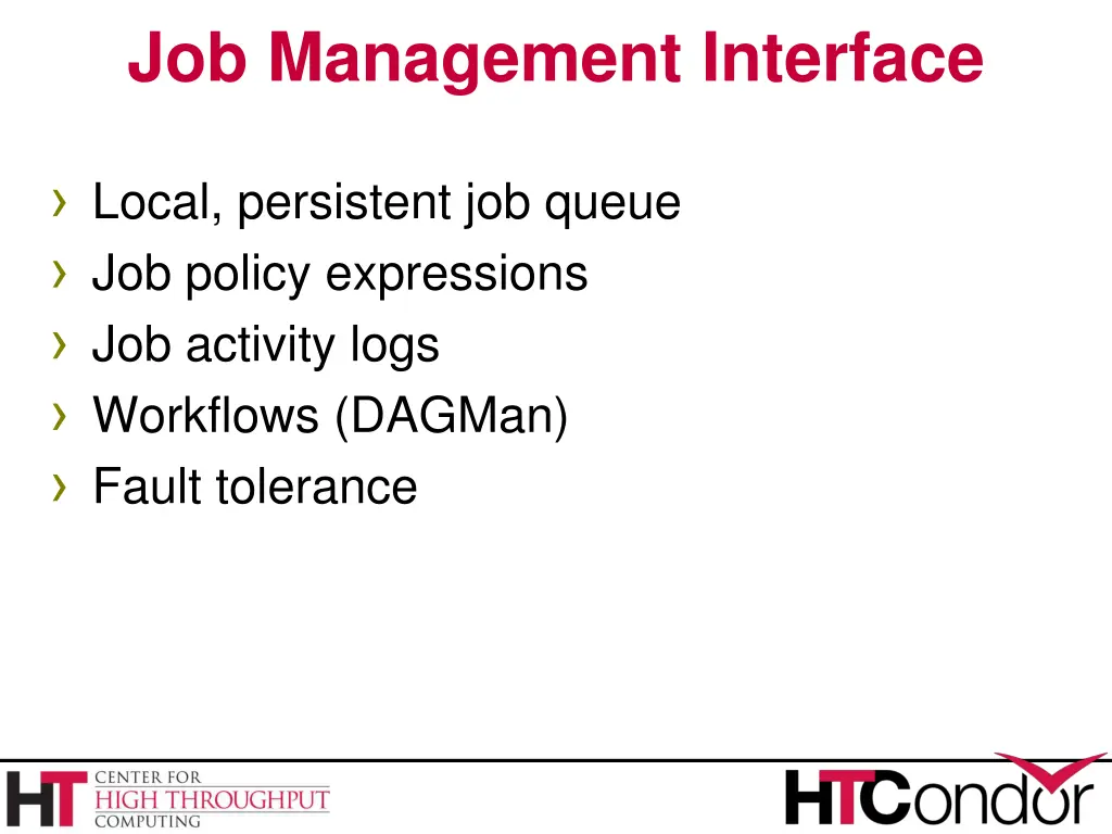 job management interface