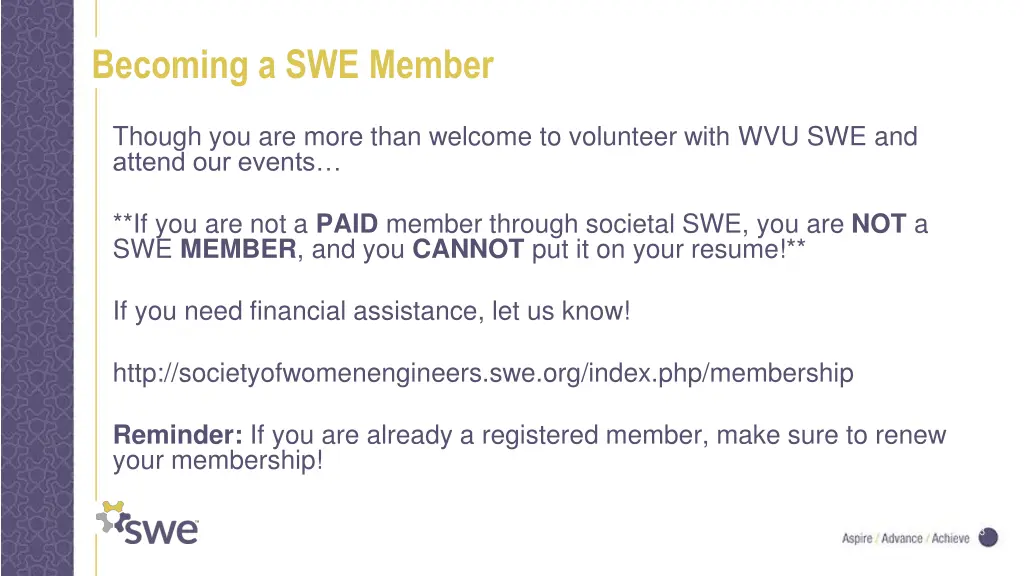 becoming a swe member