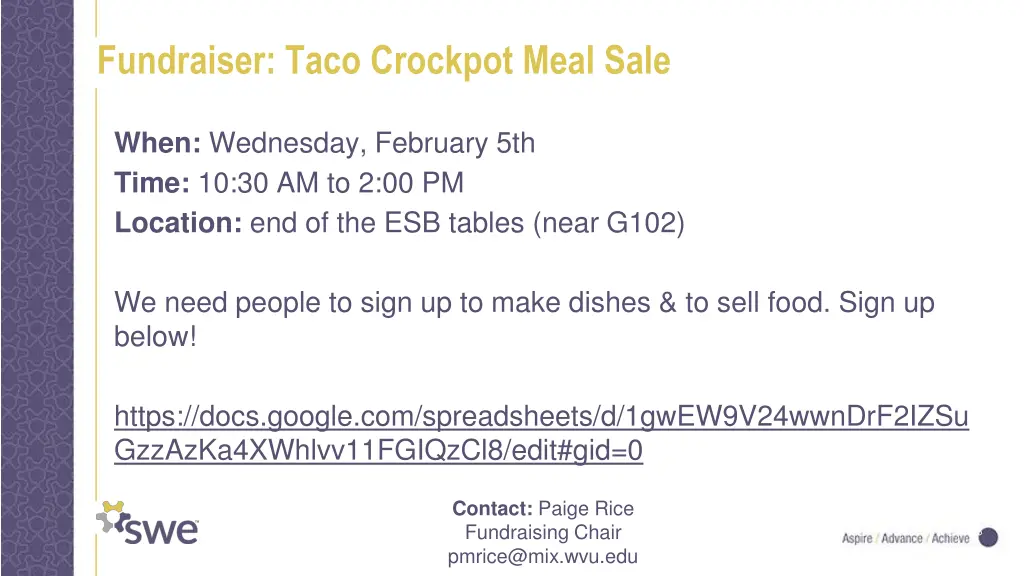 fundraiser taco crockpot meal sale