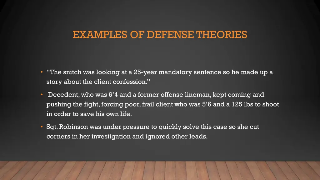 examples of defense theories