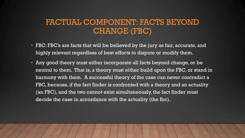 factual component facts beyond change fbc