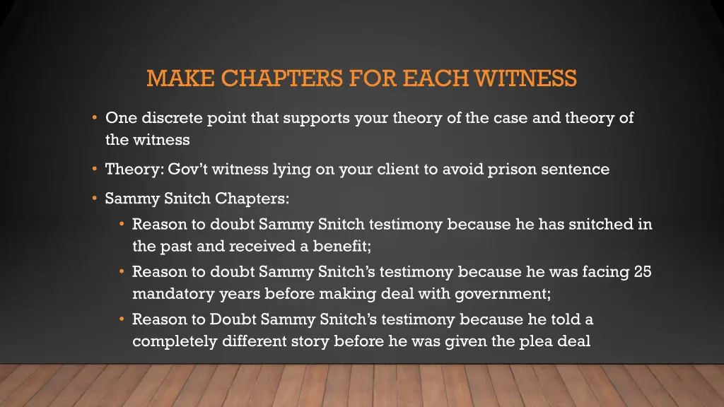 make chapters for each witness