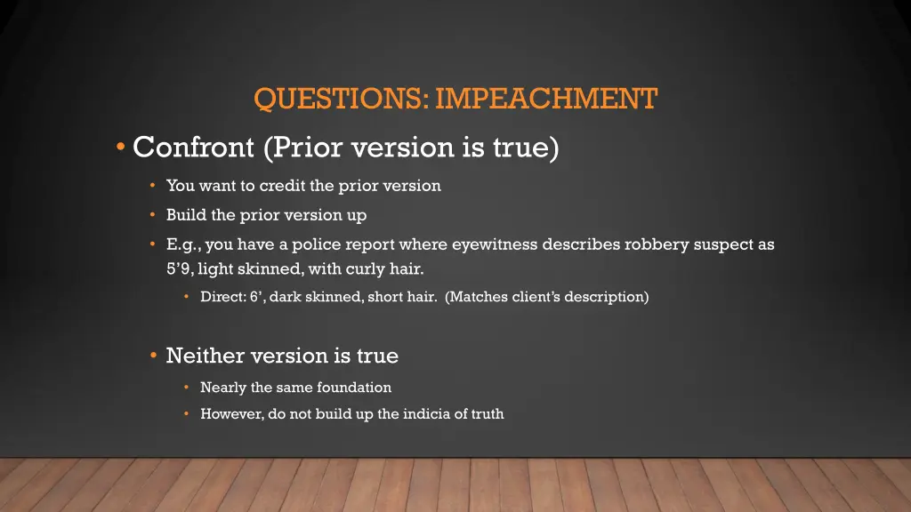 questions impeachment confront prior version