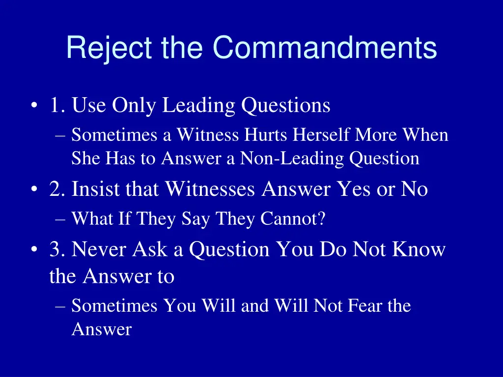 reject the commandments