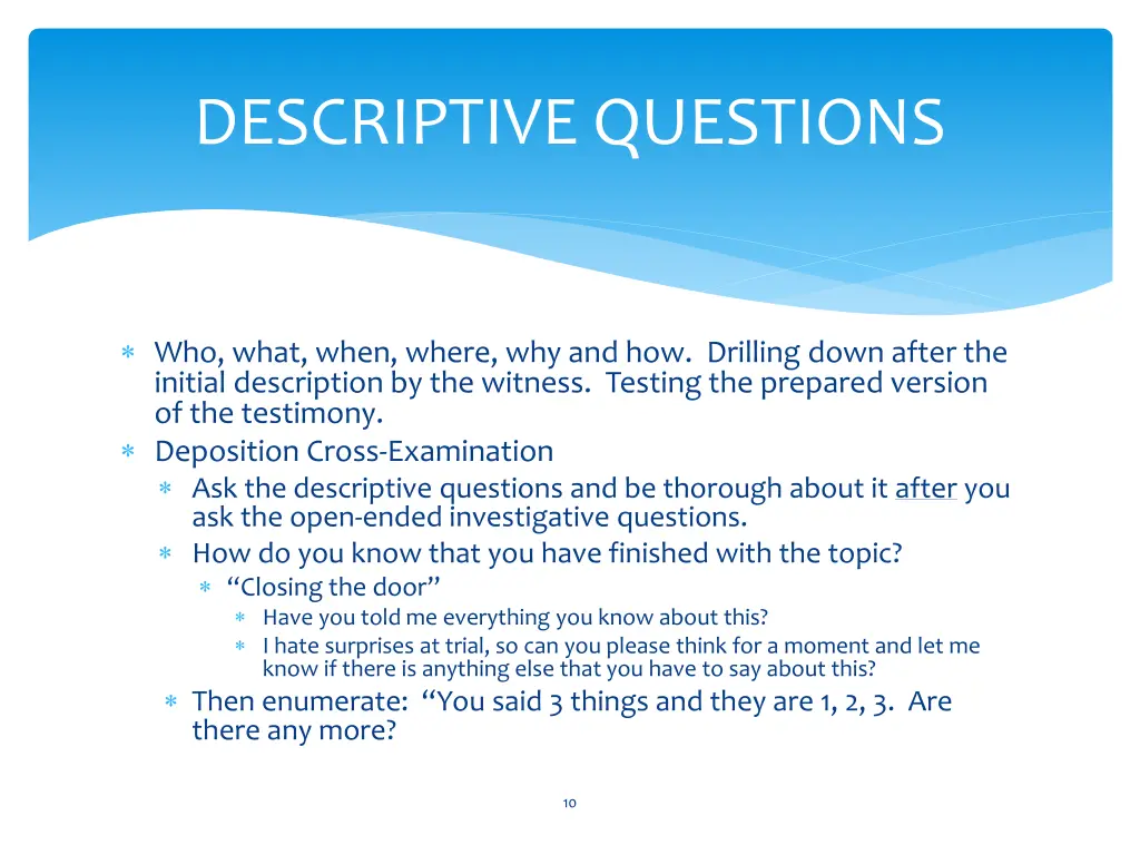 descriptive questions