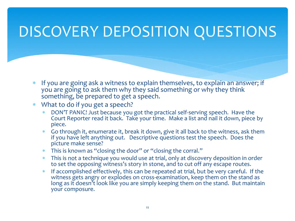 discovery deposition questions