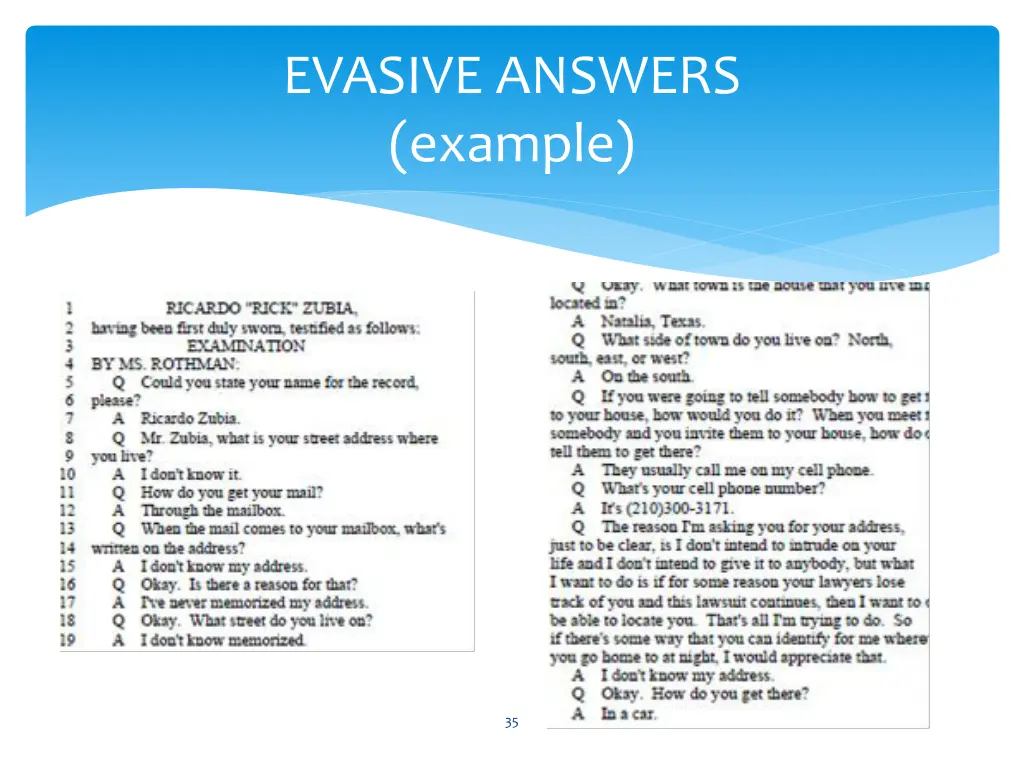 evasive answers example