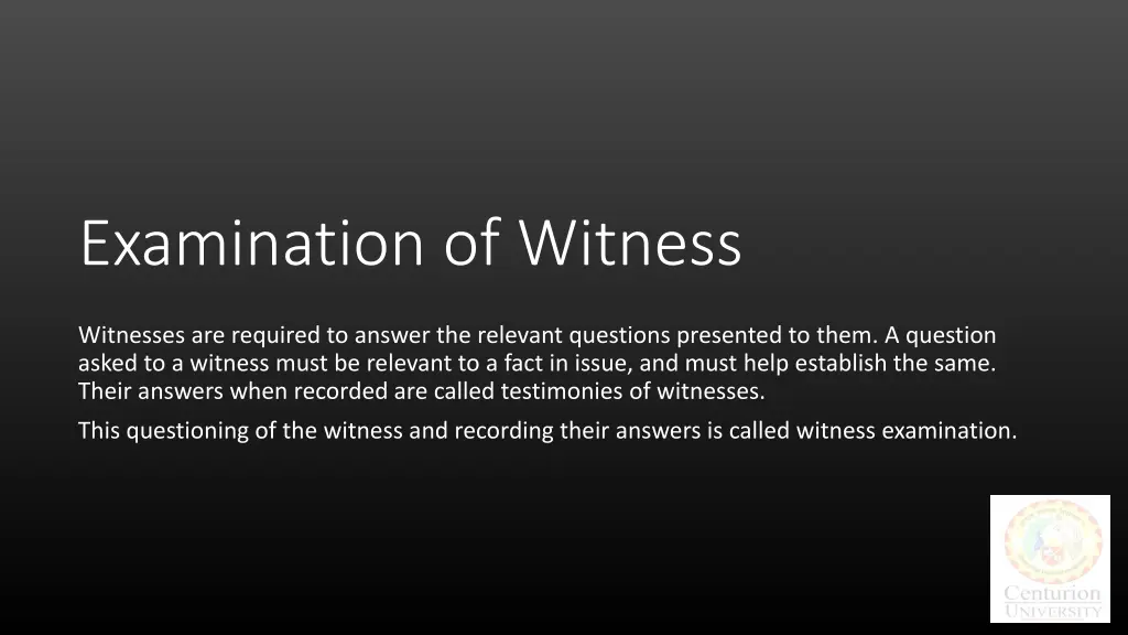 examination of witness