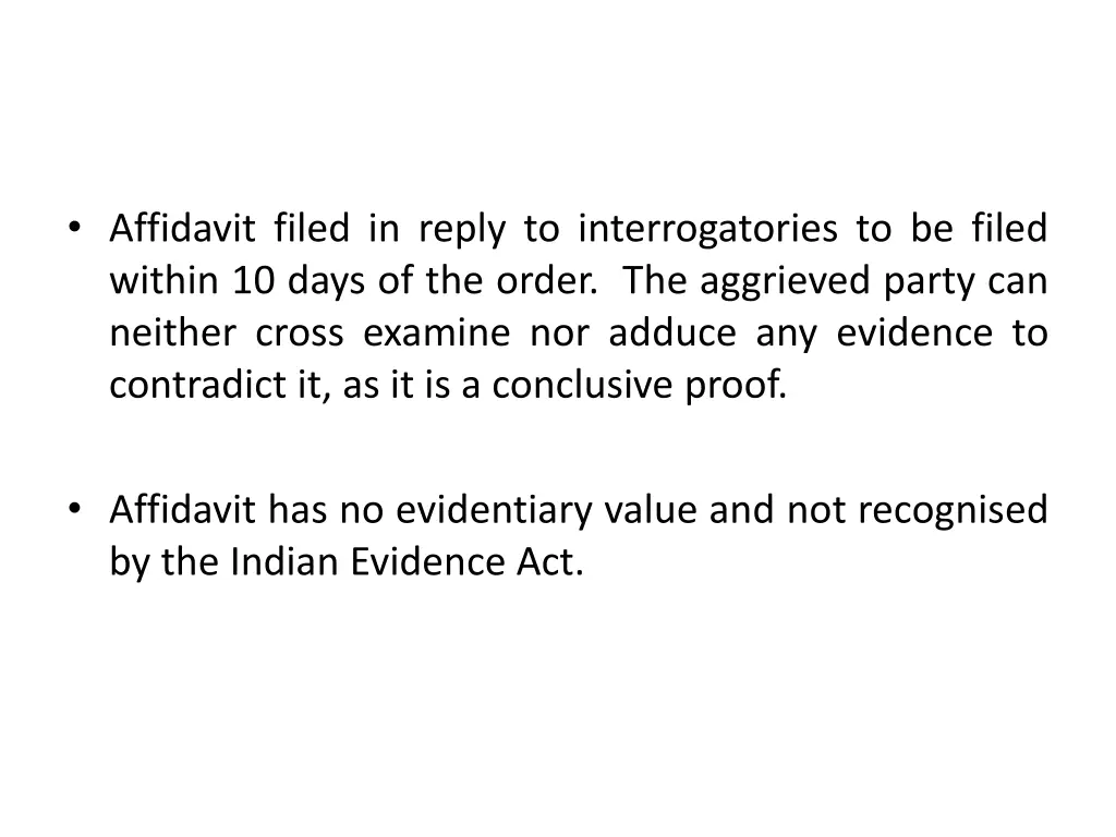 affidavit filed in reply to interrogatories