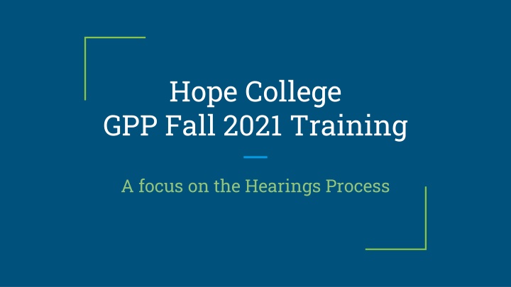 hope college gpp fall 2021 training