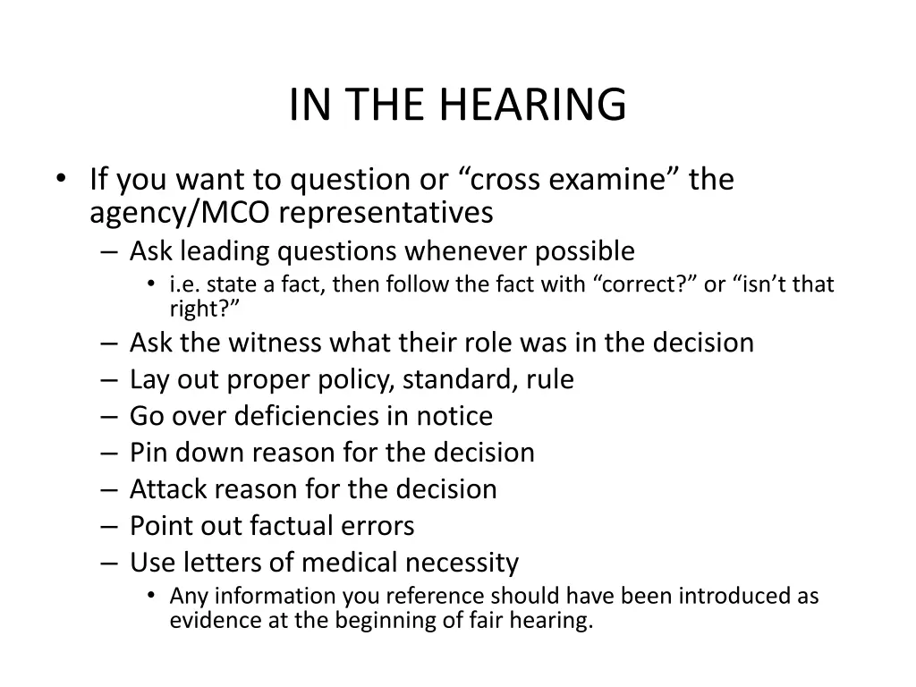 in the hearing