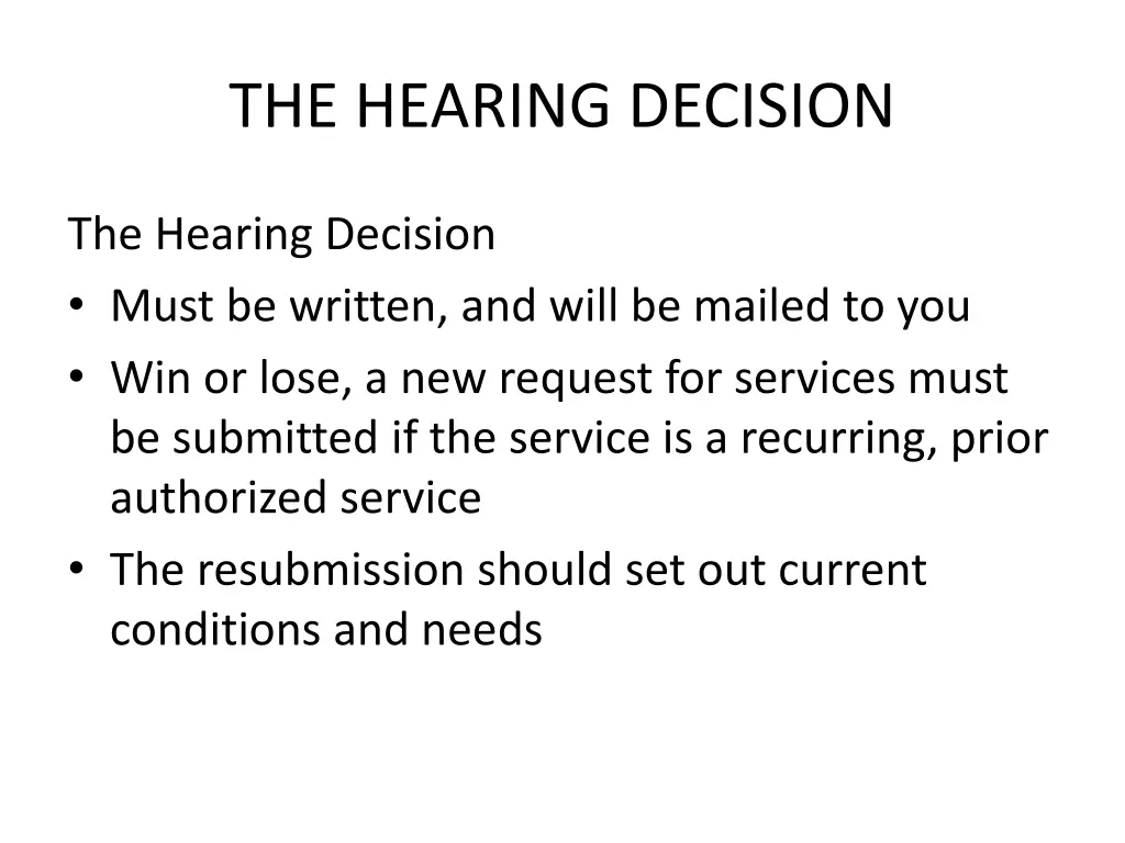 the hearing decision