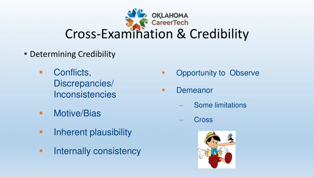 cross examination credibility