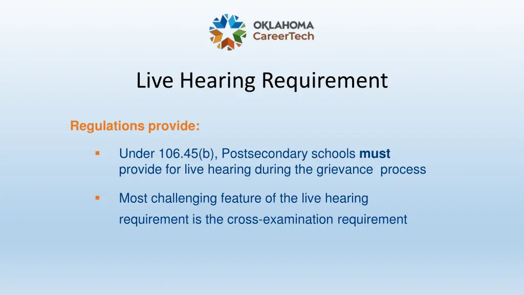 live hearing requirement