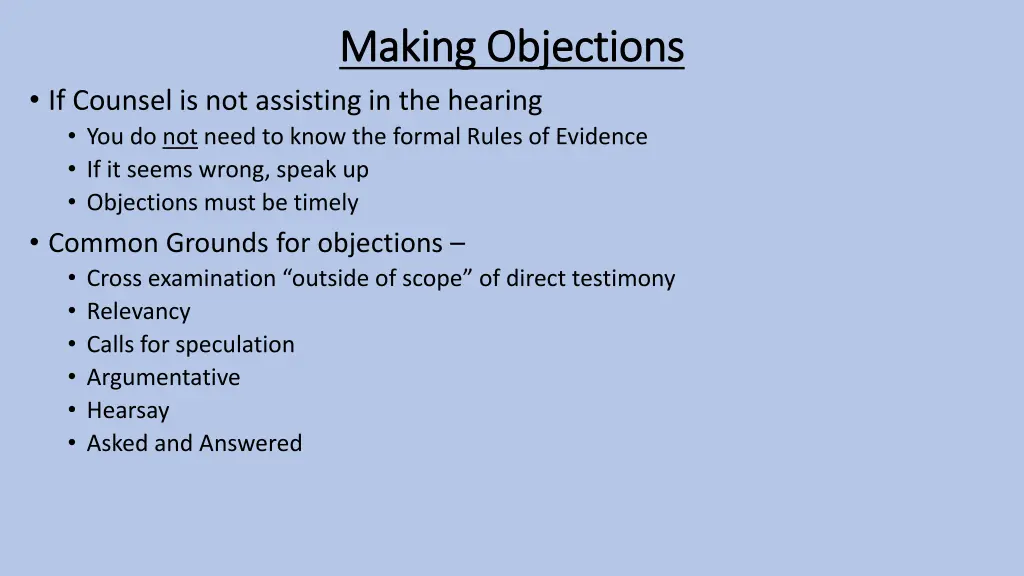 making objections making objections