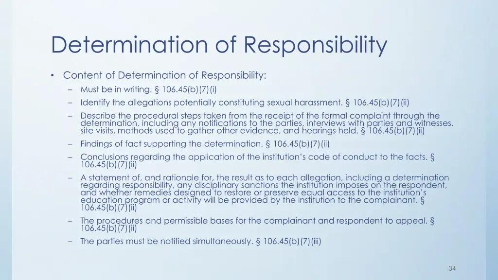 determination of responsibility