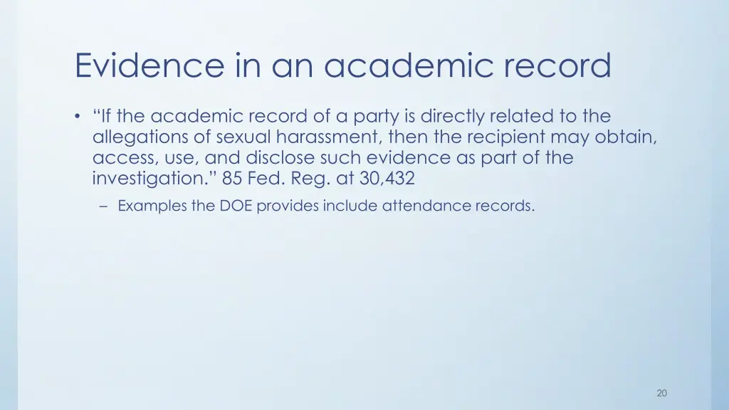 evidence in an academic record