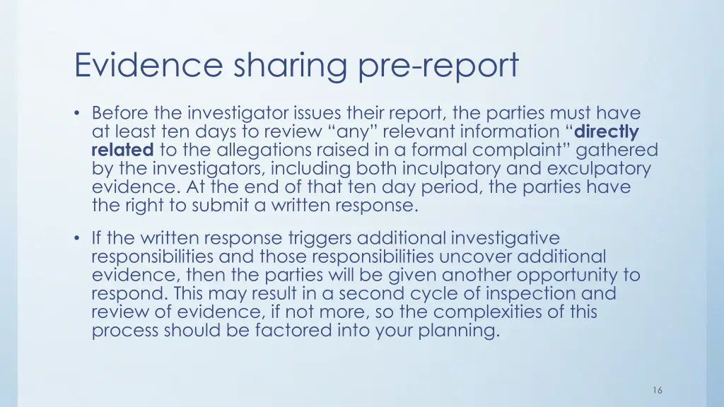 evidence sharing pre report