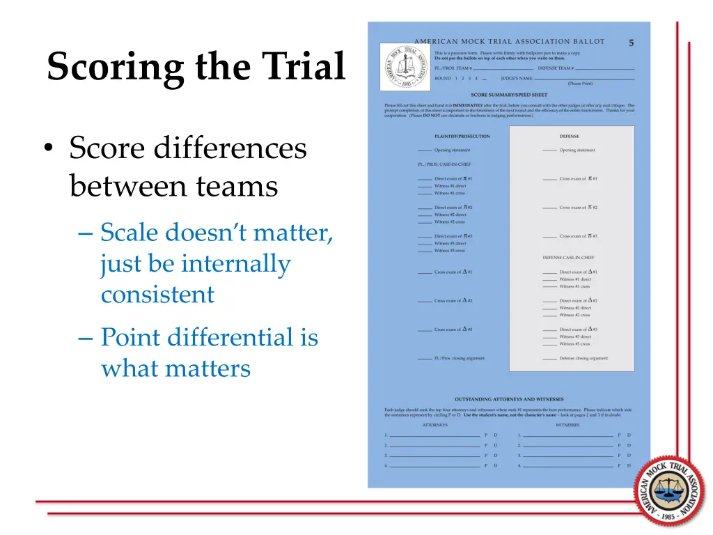 scoring the trial 4