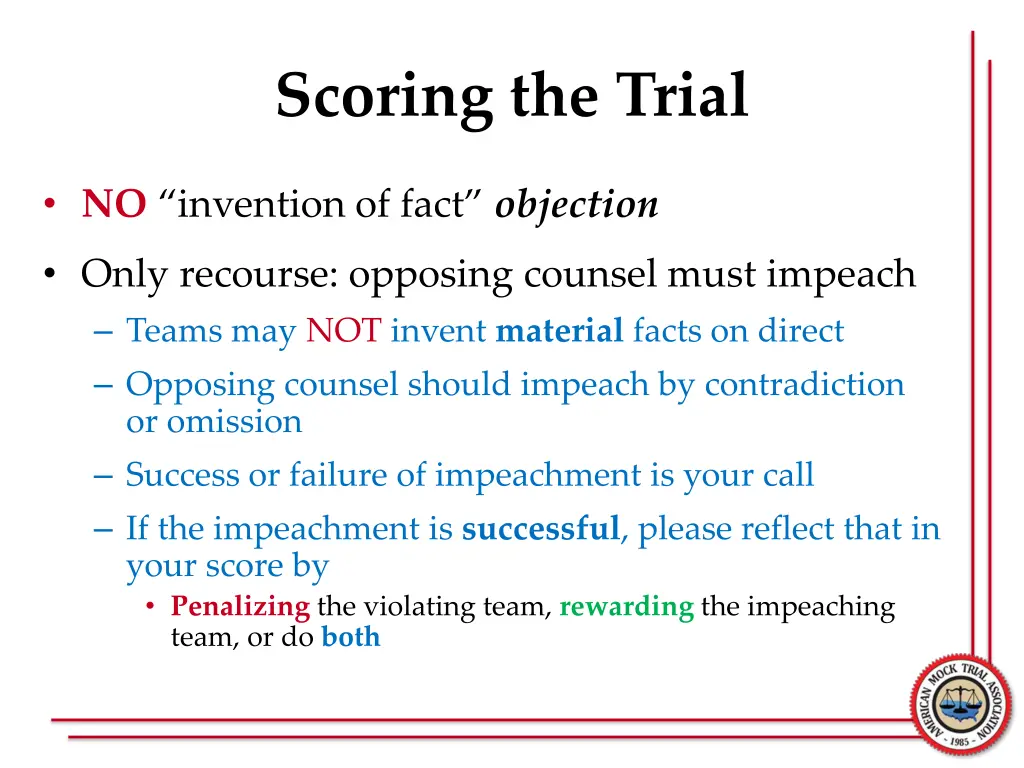 scoring the trial 6