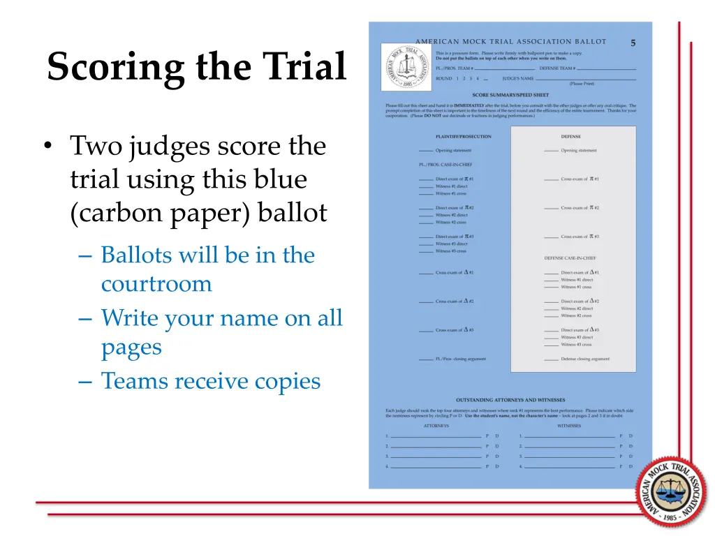 scoring the trial