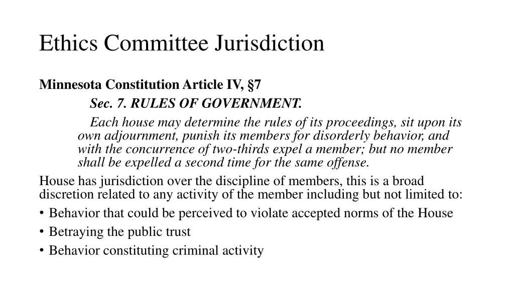 ethics committee jurisdiction