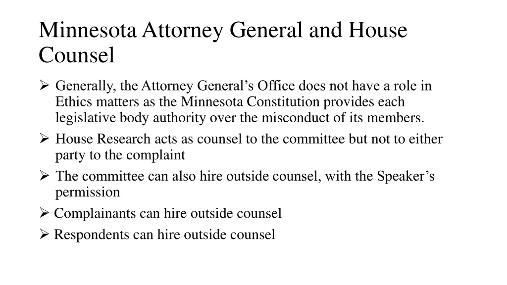 minnesota attorney general and house counsel