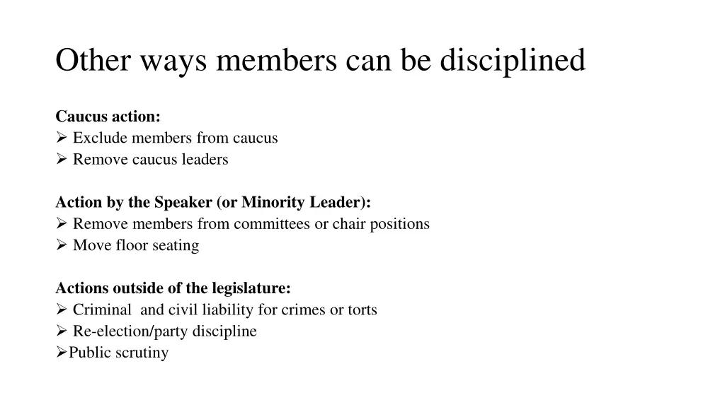 other ways members can be disciplined