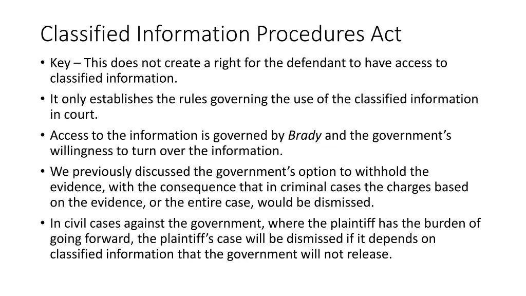 classified information procedures act key this