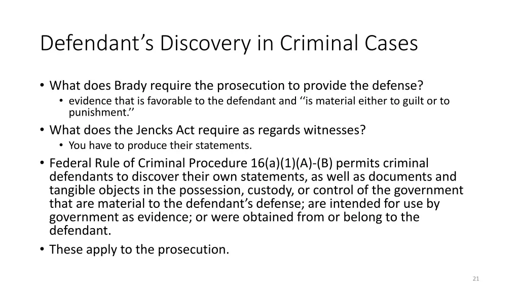 defendant s discovery in criminal cases