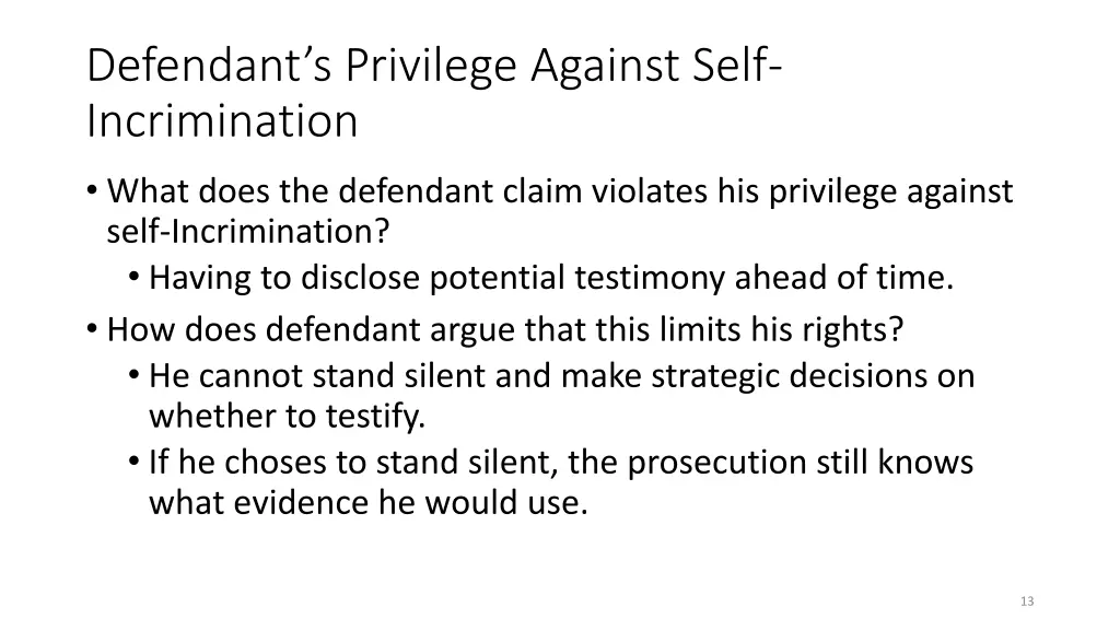 defendant s privilege against self incrimination