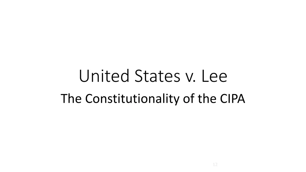 united states v lee the constitutionality