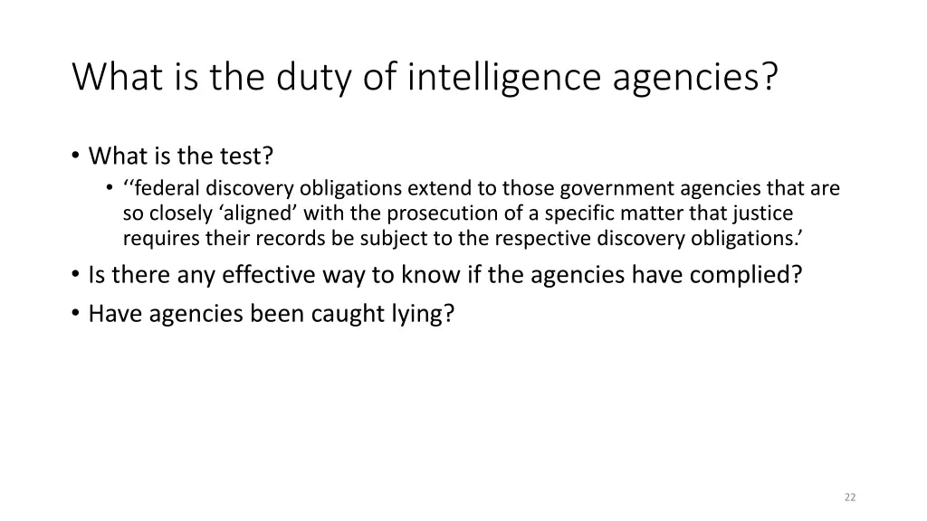 what is the duty of intelligence agencies