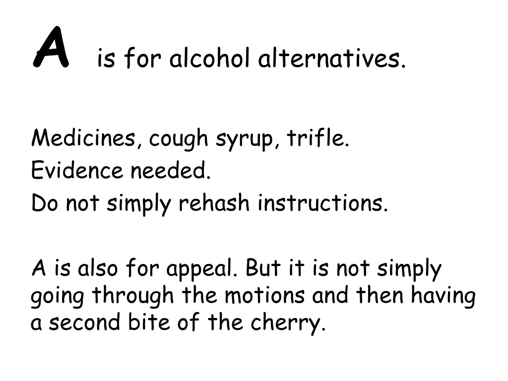 a is for alcohol alternatives