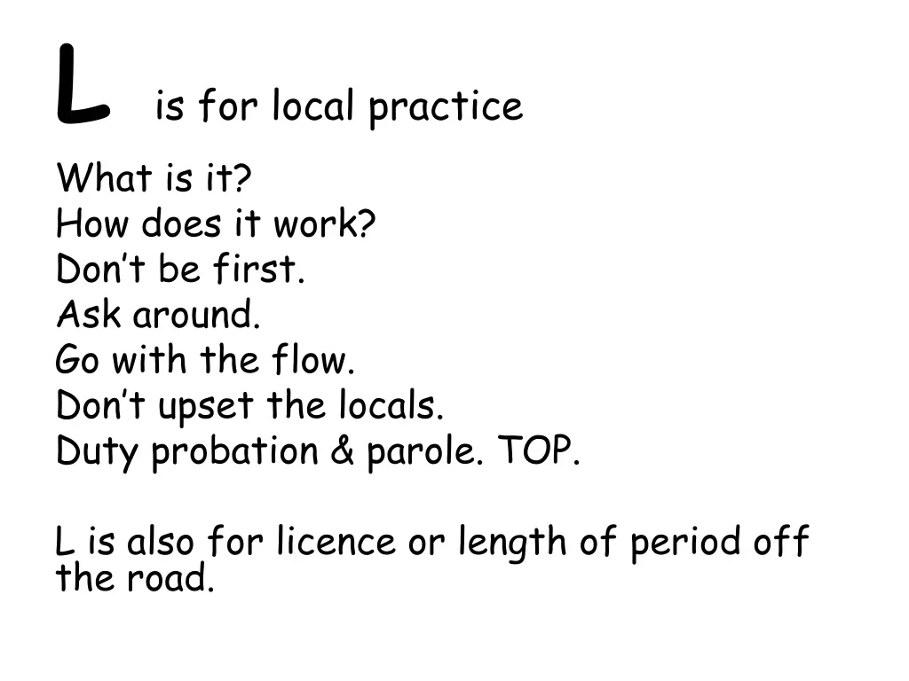 l is for local practice what is it how does