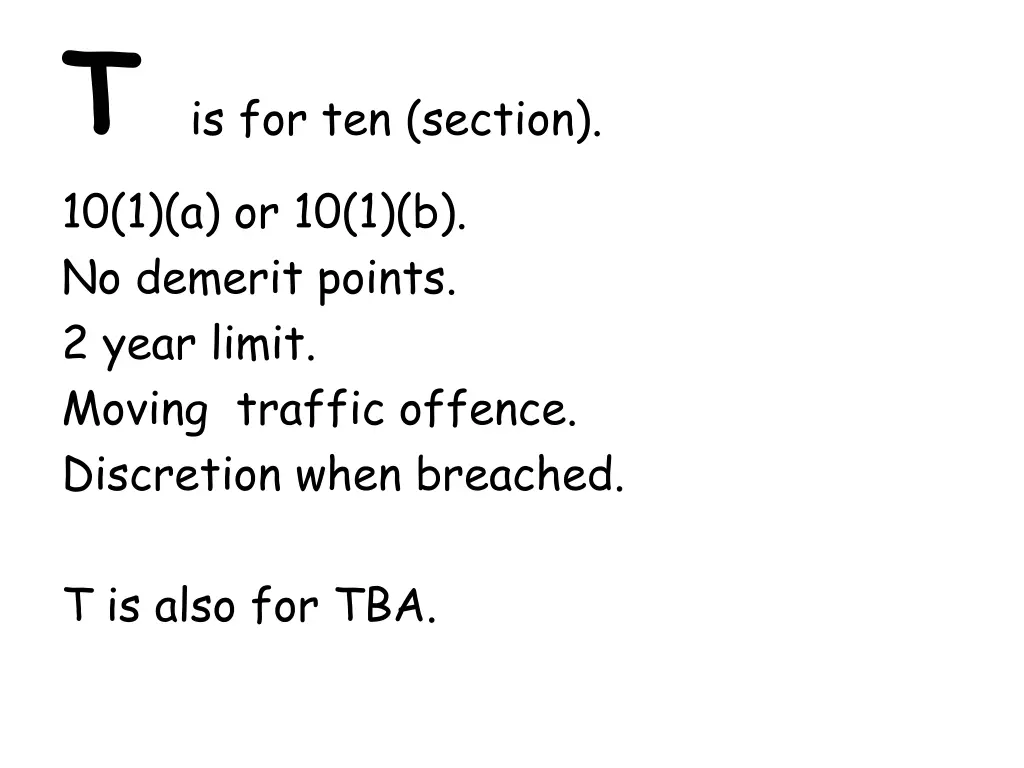 t is for ten section 10 1 a or 10 1 b no demerit