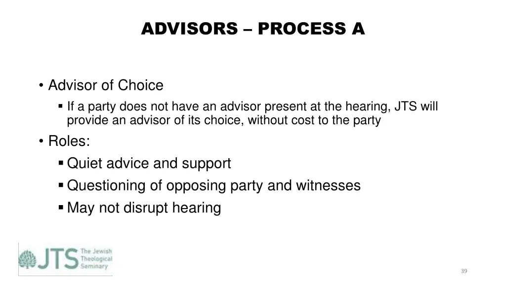 advisors process a