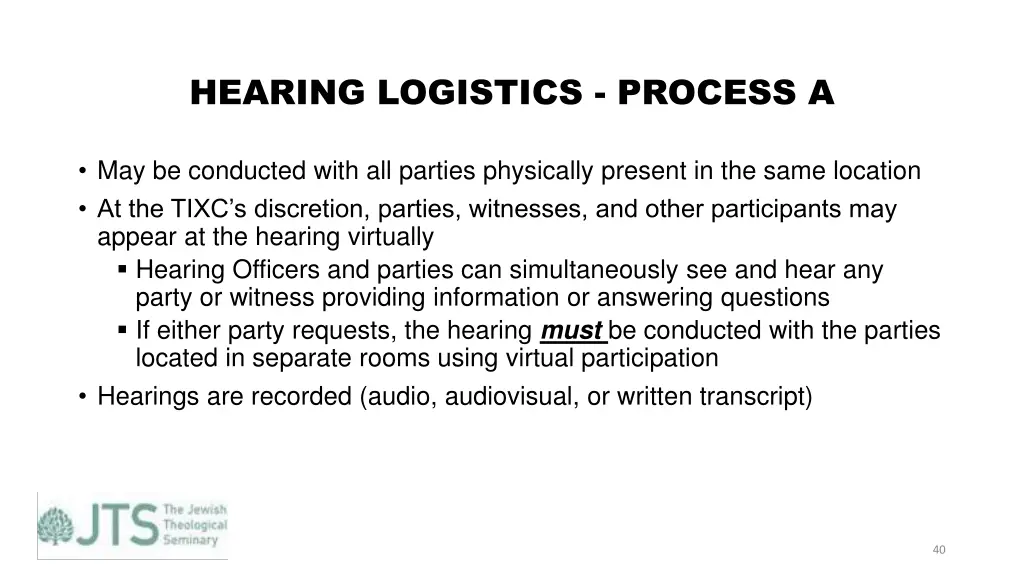 hearing logistics process a