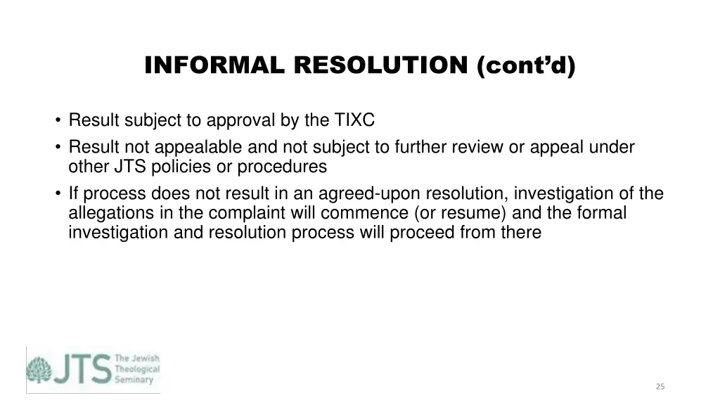 informal resolution cont d