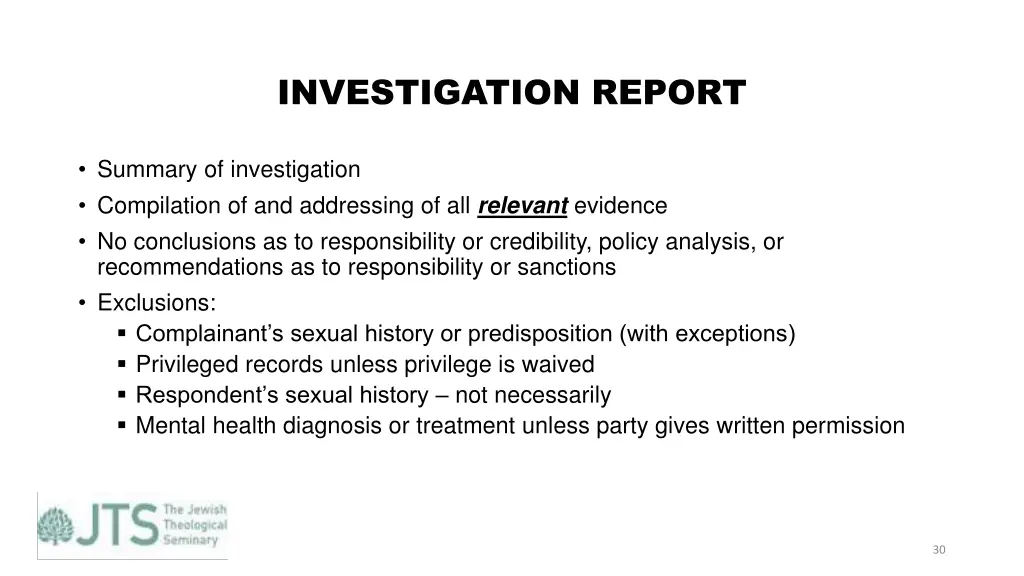 investigation report