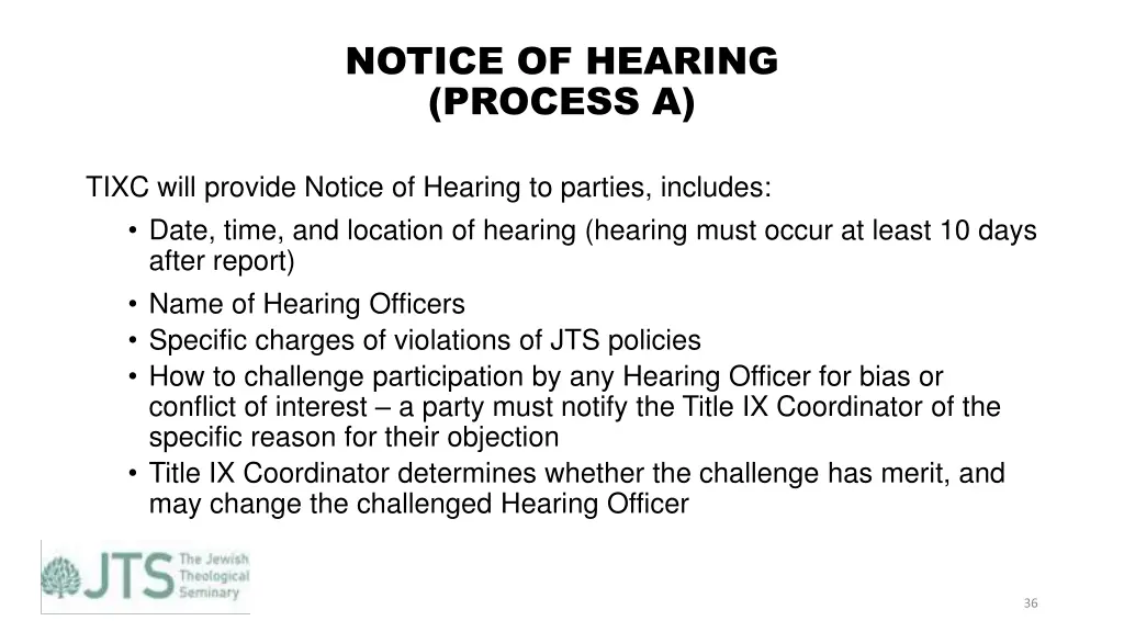 notice of hearing process a