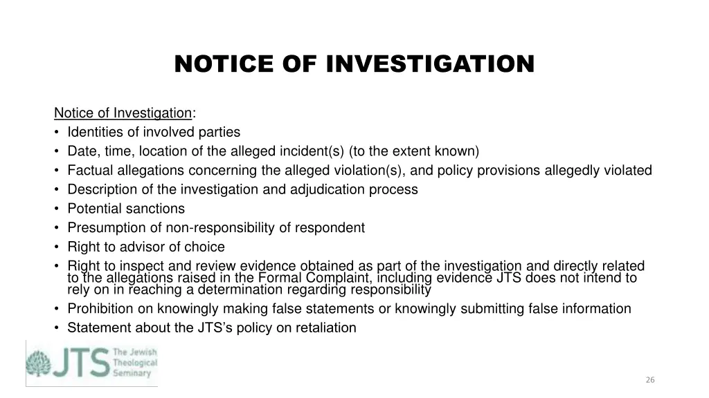 notice of investigation