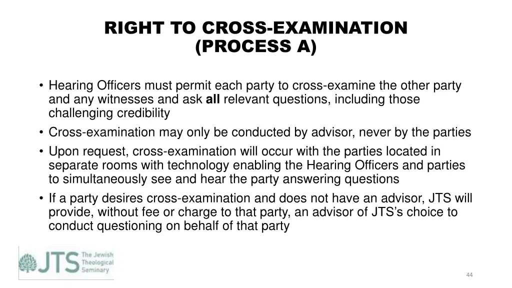 right to cross examination process a