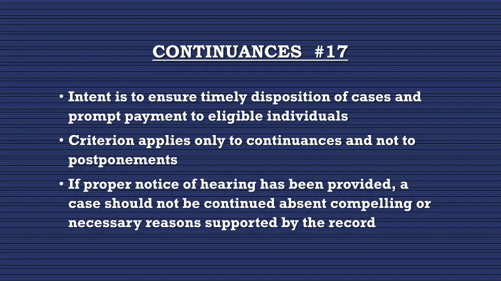 continuances 17