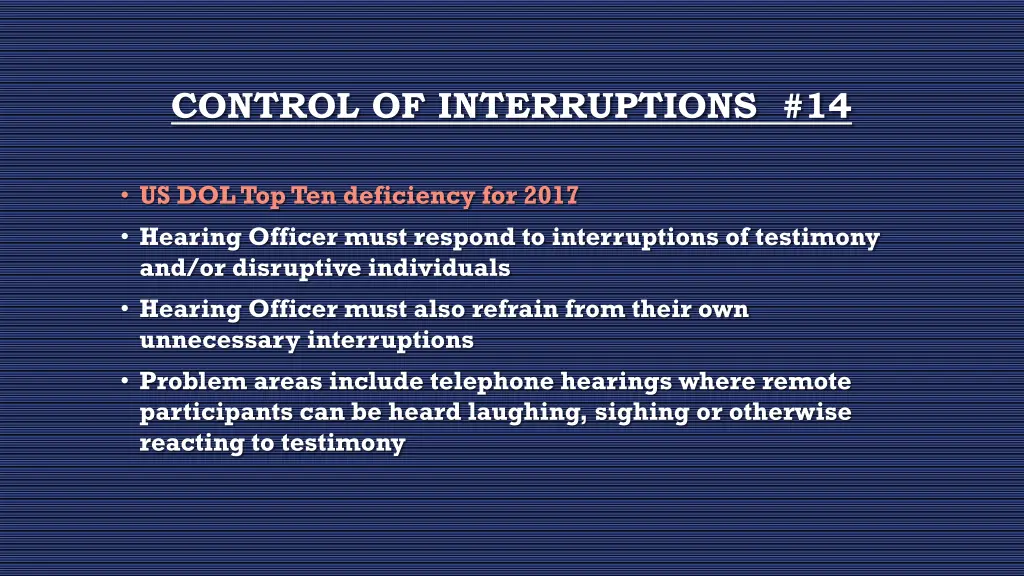 control of interruptions 14