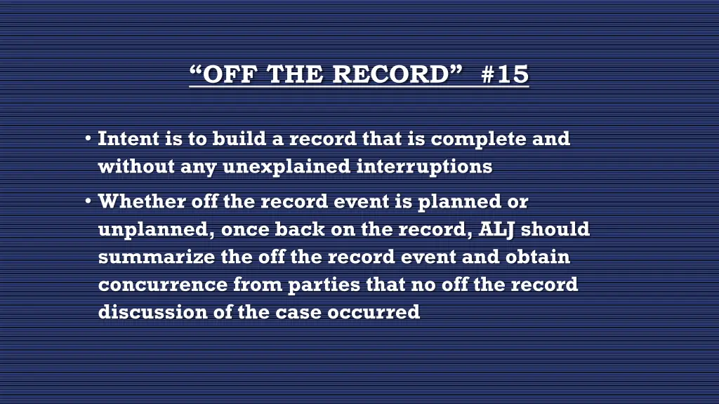 off the record 15