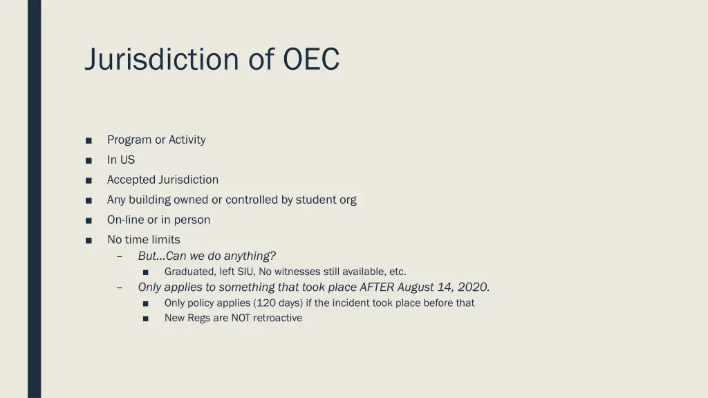 jurisdiction of oec